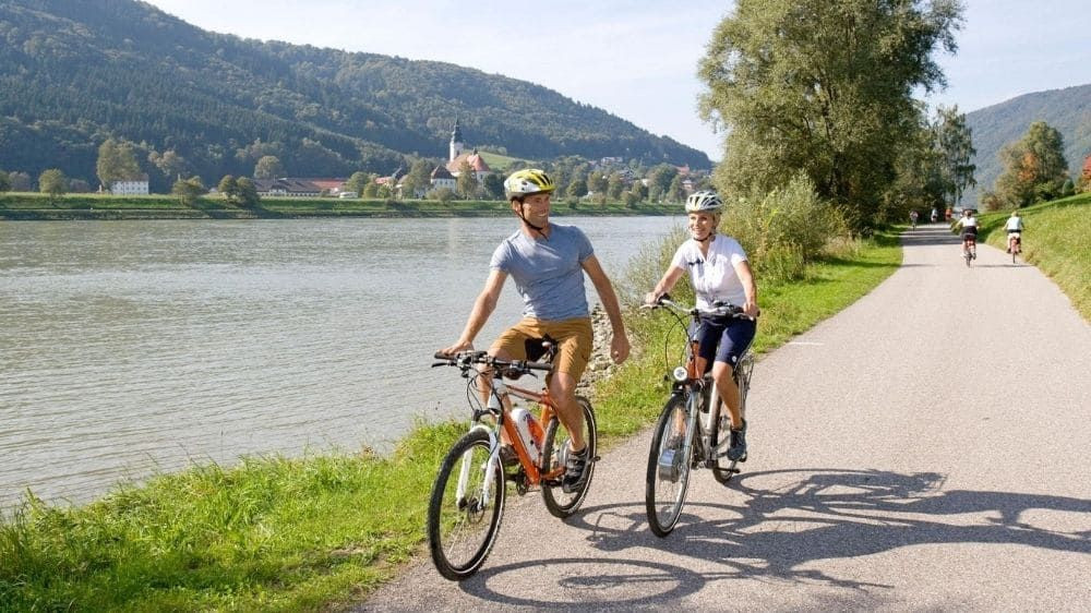 Cyclistes à vélo électrique le long du Danube - Wachau - Allemagne